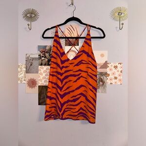 Adrienne Orange and Purple Zebra Print Tank Top